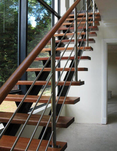Wood and stainless steel staircase